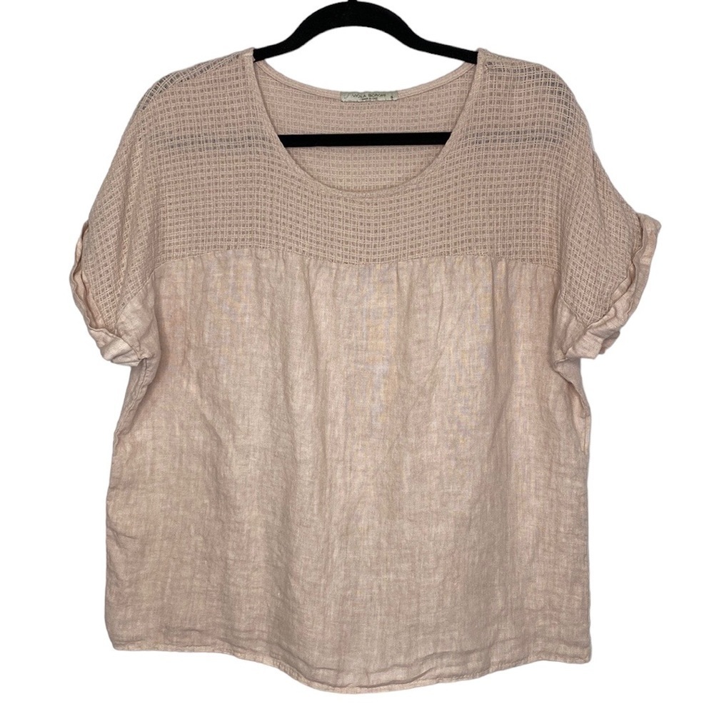Viola Borghi Linen Rolled Sleeve Blouse Size S